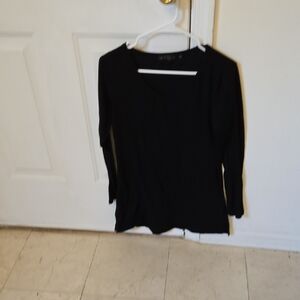 Allegra K Black Long-Sleeve Scoop Neck Top